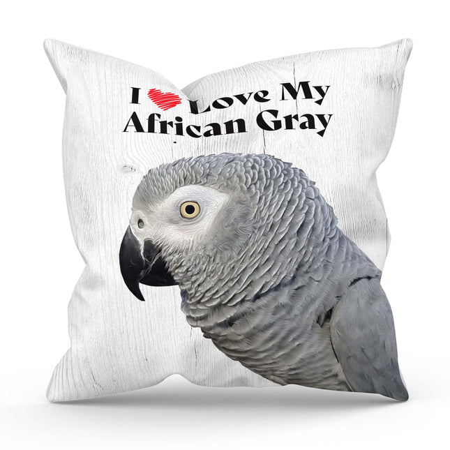 African Gray Square Throw Pillow