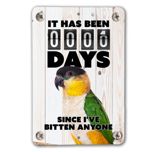 Black Capped Caique Bite Sign