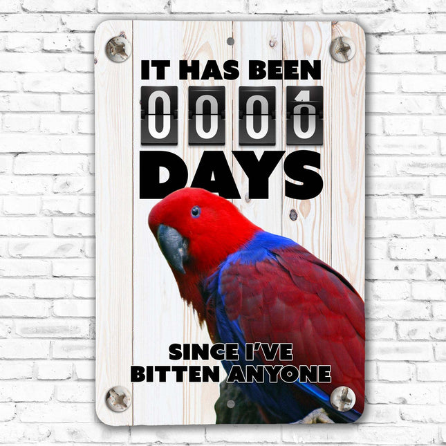 Red Eclectus Bite Sign