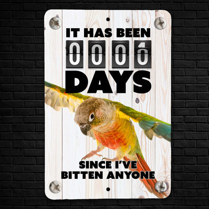 Flying Green Cheek Conure Bite Sign