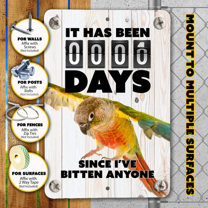 Flying Green Cheek Conure Bite Sign