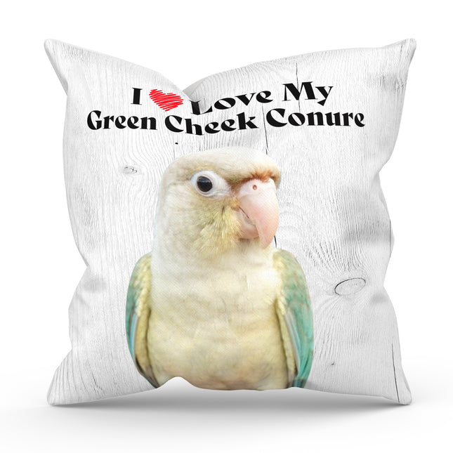 Green Cheek Conure Square Throw Pillow