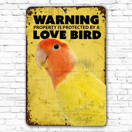 Peach Face Lovebird Warning Sign