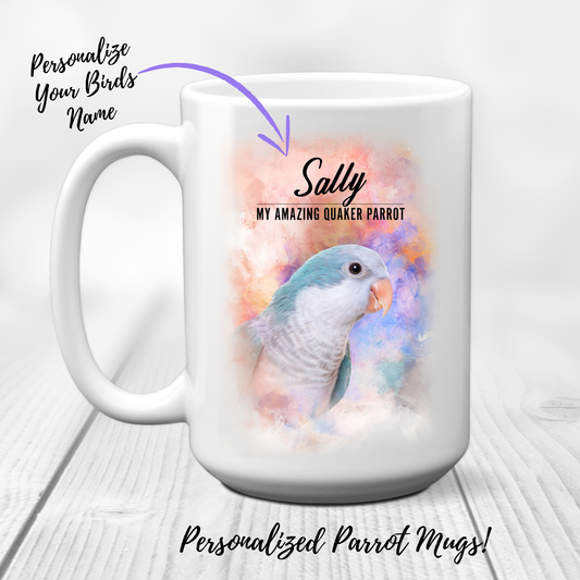 Personalized Blue Quaker Parrot Mug