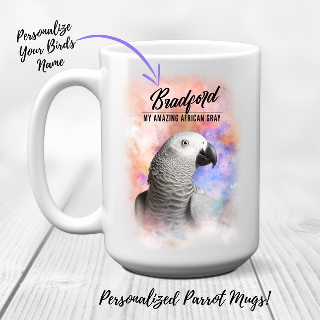 Personalized African Gray Coffee Mug - Unique gift for parrot lovers
