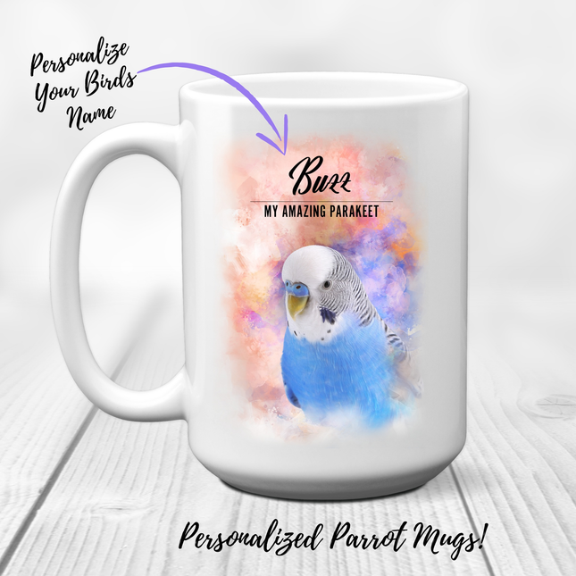 Personalized Blue Parakeet Mug