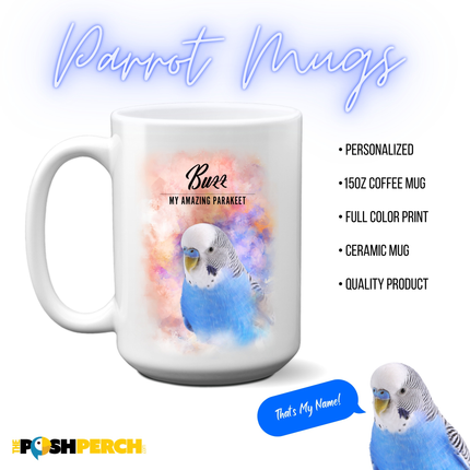 Personalized Blue Parakeet Mug