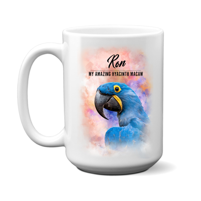 Unique and Custom Made Hyacinth Macaw Mug - Perfect for Parrot Enthusiasts