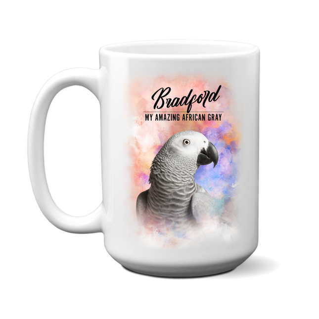 Customized African Gray Mug with name of your choice