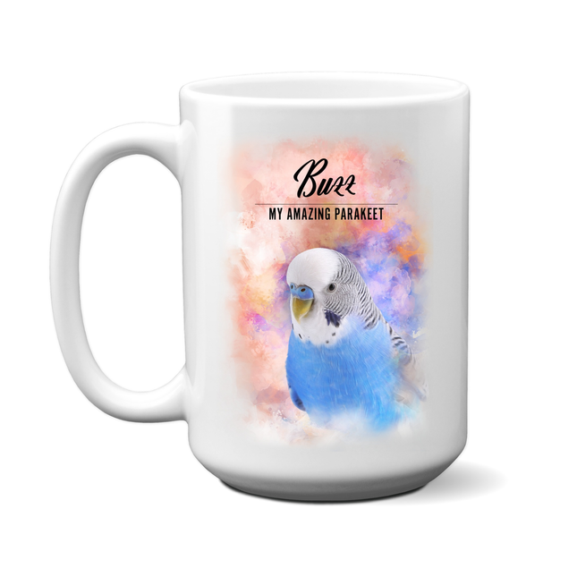 Personalized Blue Parakeet Mug