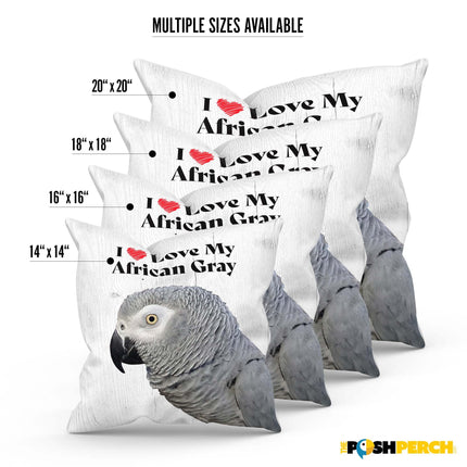 African Gray Square Throw Pillow