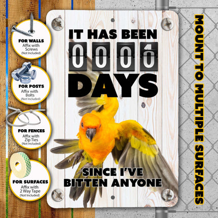 Flying Sun Conure Bite Sign