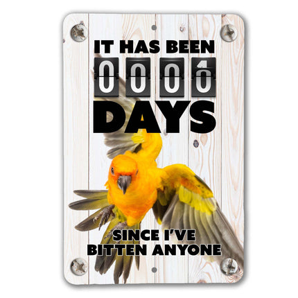 Flying Sun Conure Bite Sign