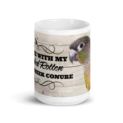 Coffee With My Spoiled Rotten Green Cheek Conure Mug